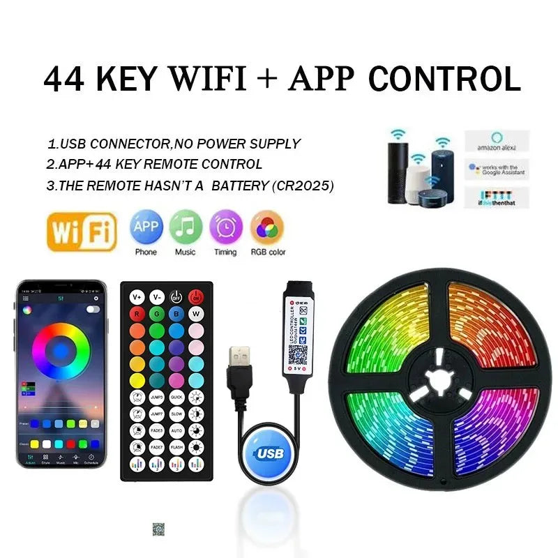 5050 RGB USB LED Strip 5V Bluetooth WiFi Control