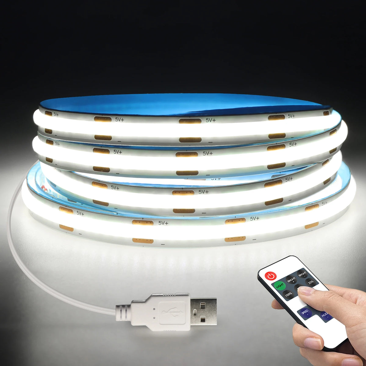 DC5V COB LED Strip with Dimmable Remote Control Decor Lighting