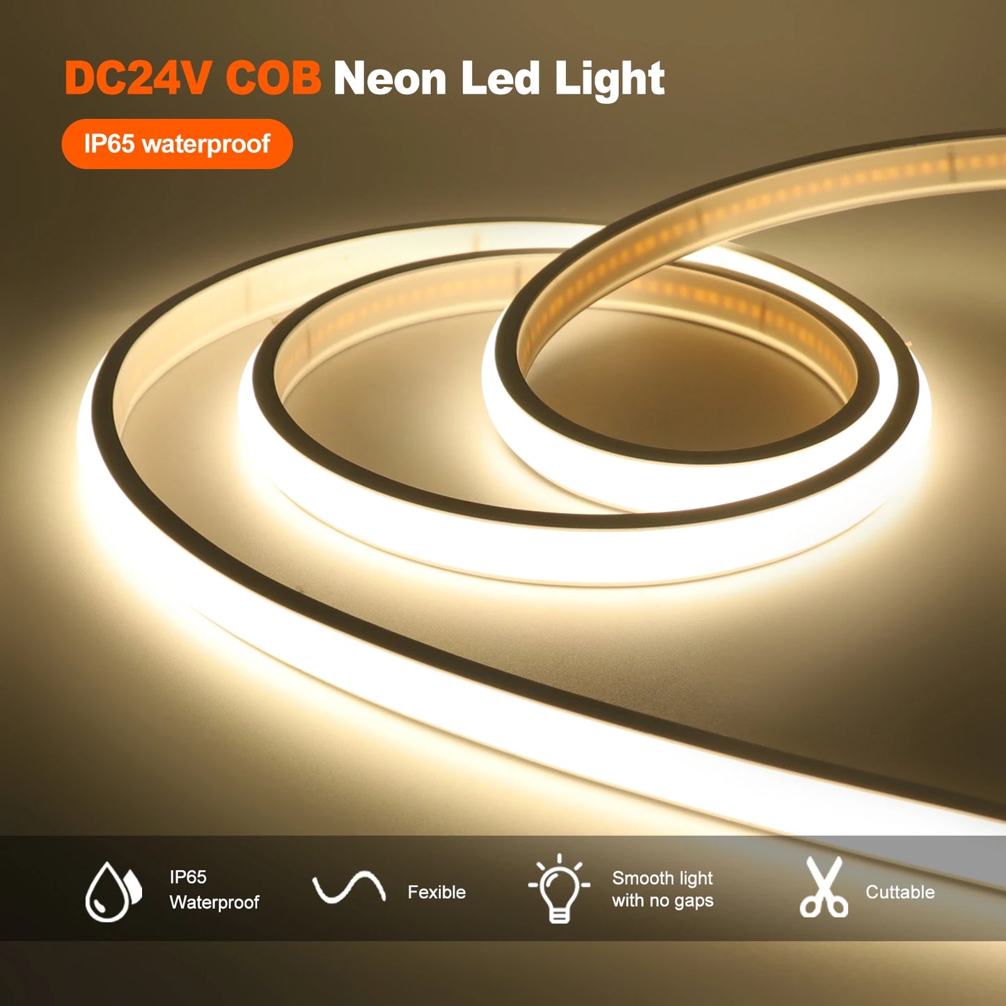 Waterproof COB LED Strip Light 12V 24V Flexible LED Neon Light
