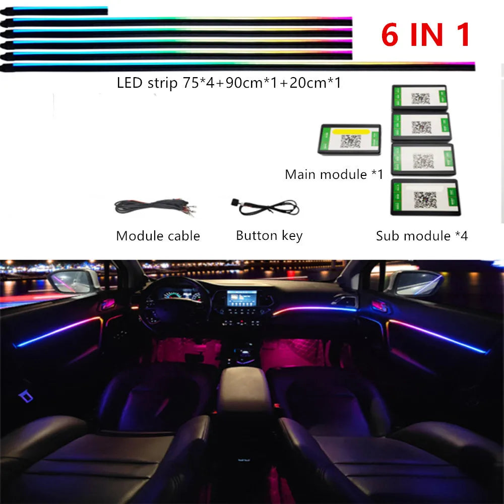 Universal Symphony Car LED Ambient Light 64 RGB Color Car Interior