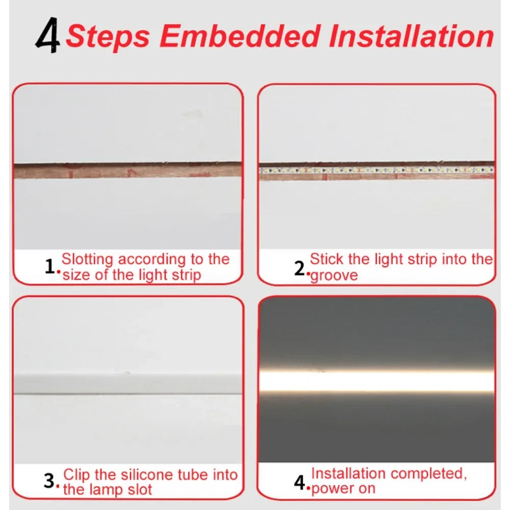 1M-10M Embedded LED Neon Rope Tube Black White Soft Strip Light