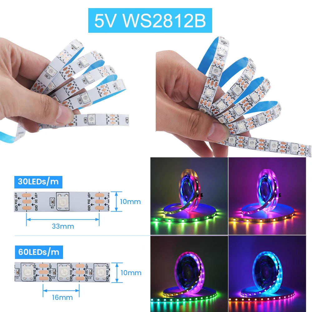 WS2811 WS2812B 5050 RGB LED Strip Light 30/60LEDs/m Smart