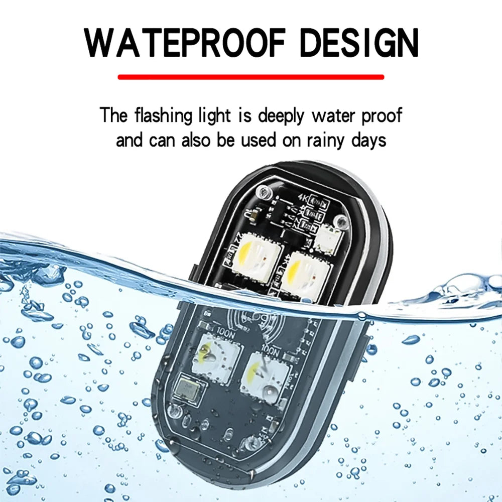 2/4pcs Wireless LED Strobe Lights Car Decor Atmosphere Light