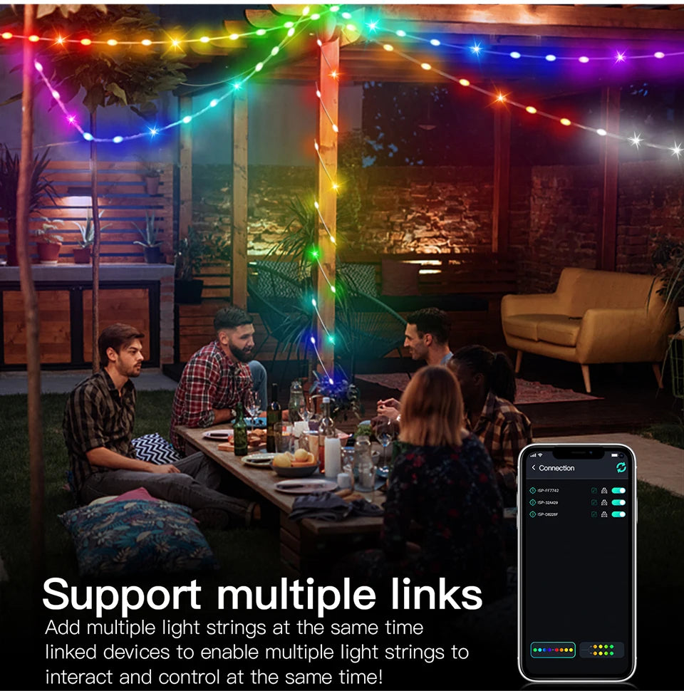 40M Led String RGB Light Smart Outdoor Festoon Party Leather Line