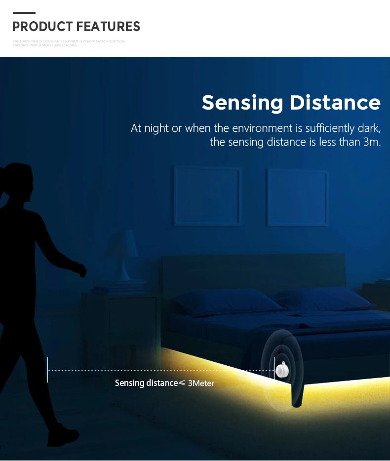 24V 10M Smart PIR Motion Sensor COB LED Strip Light