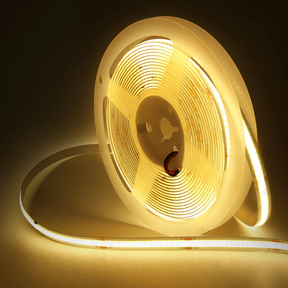 5V USB COB Led Strip Light 320 Leds/M White/Red/Green/Blue/Ice Blue/Pink