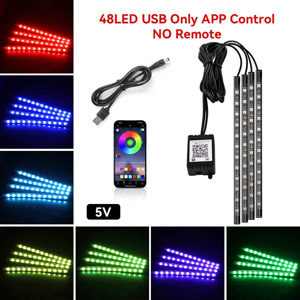 Car Neon LED Interior Ambient Foot Strip Light