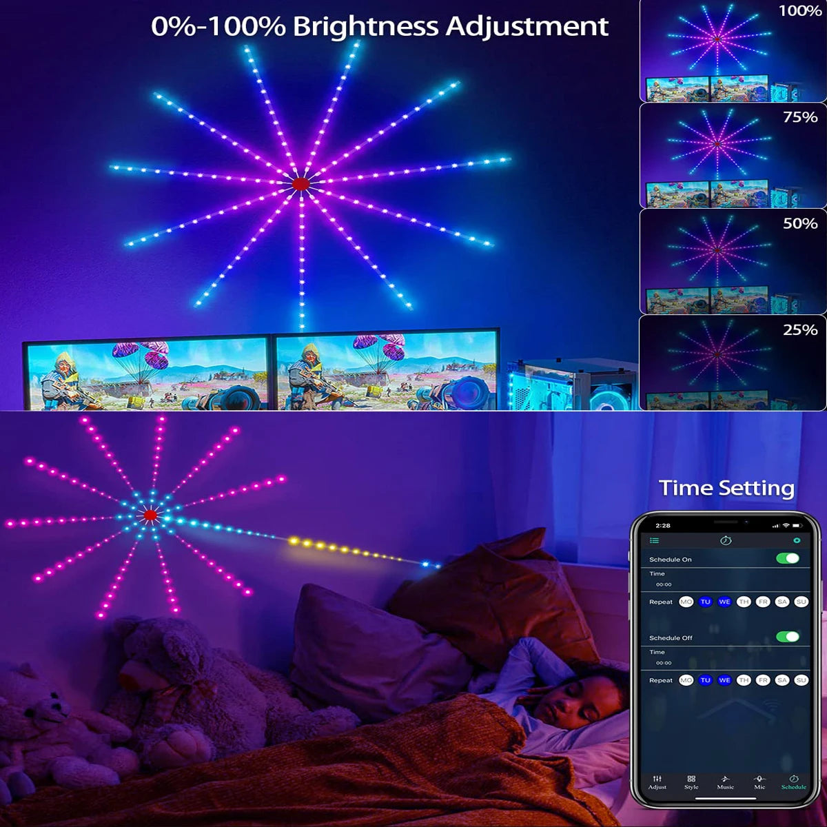 RGBIC Firework Strip Lights LED Bluetooth APP Control Neon Strip