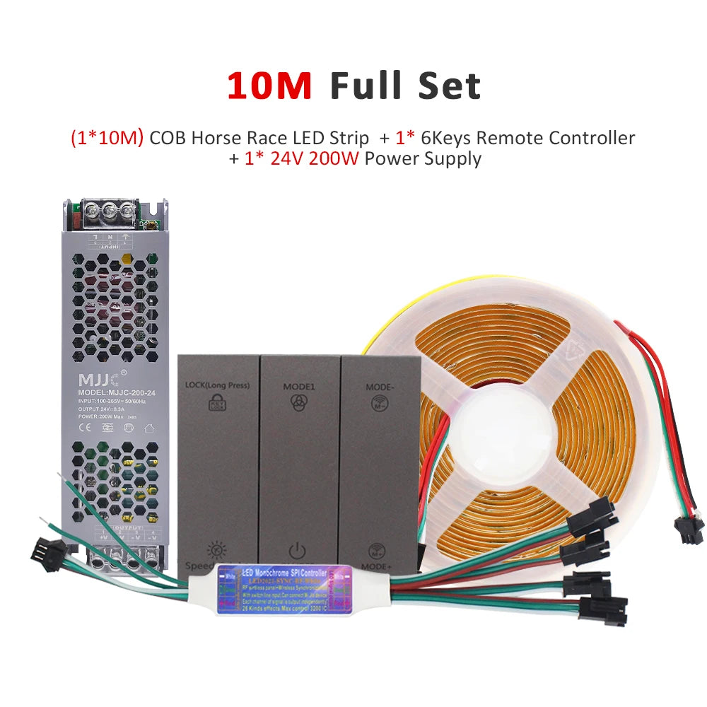 24V Horse Race Running Water Strip Light COB Flexible Ribbon