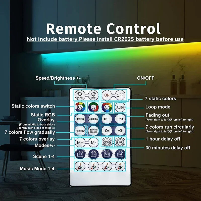 LED Strip RGB WS2812b Bluetooth App Remote Control Chasing