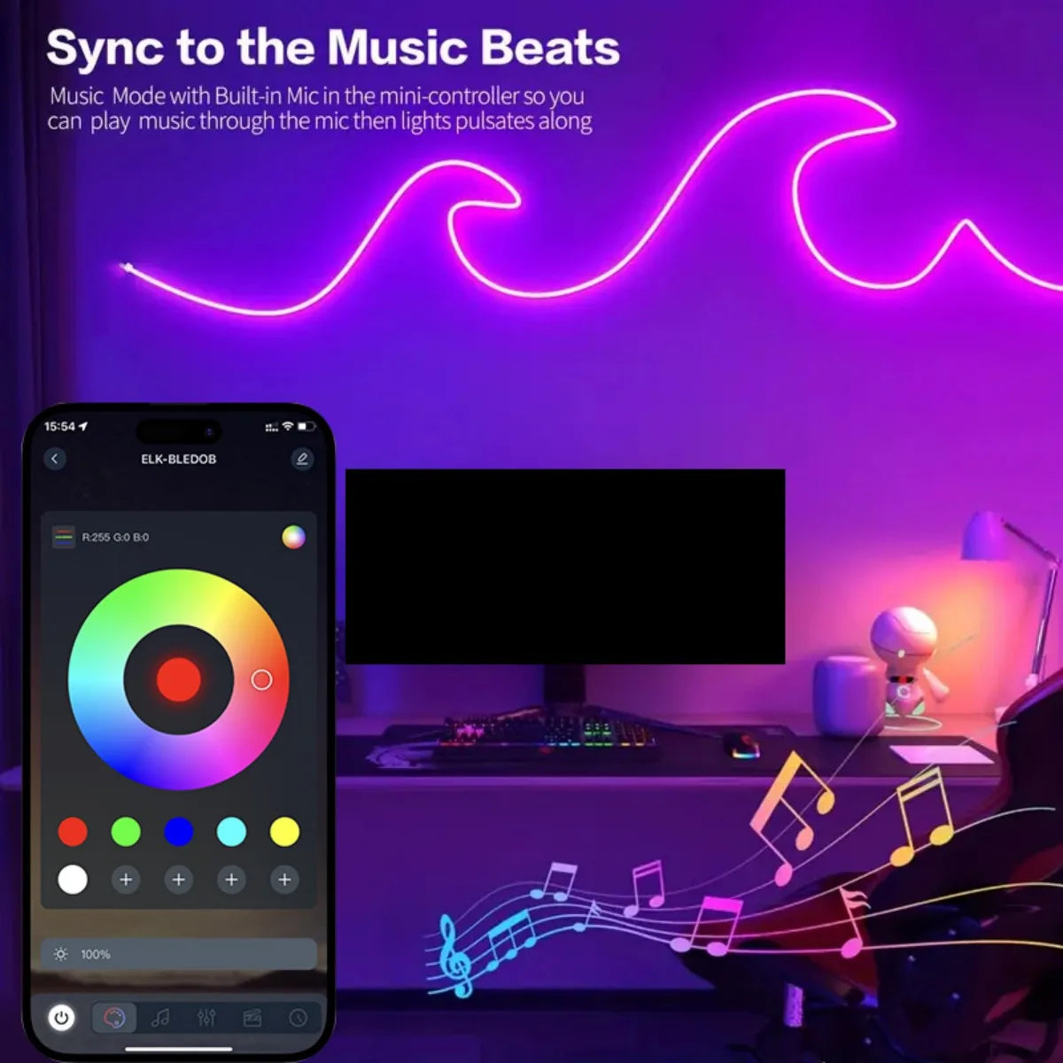 5V RGB neon light with bluetooth remote control and APP