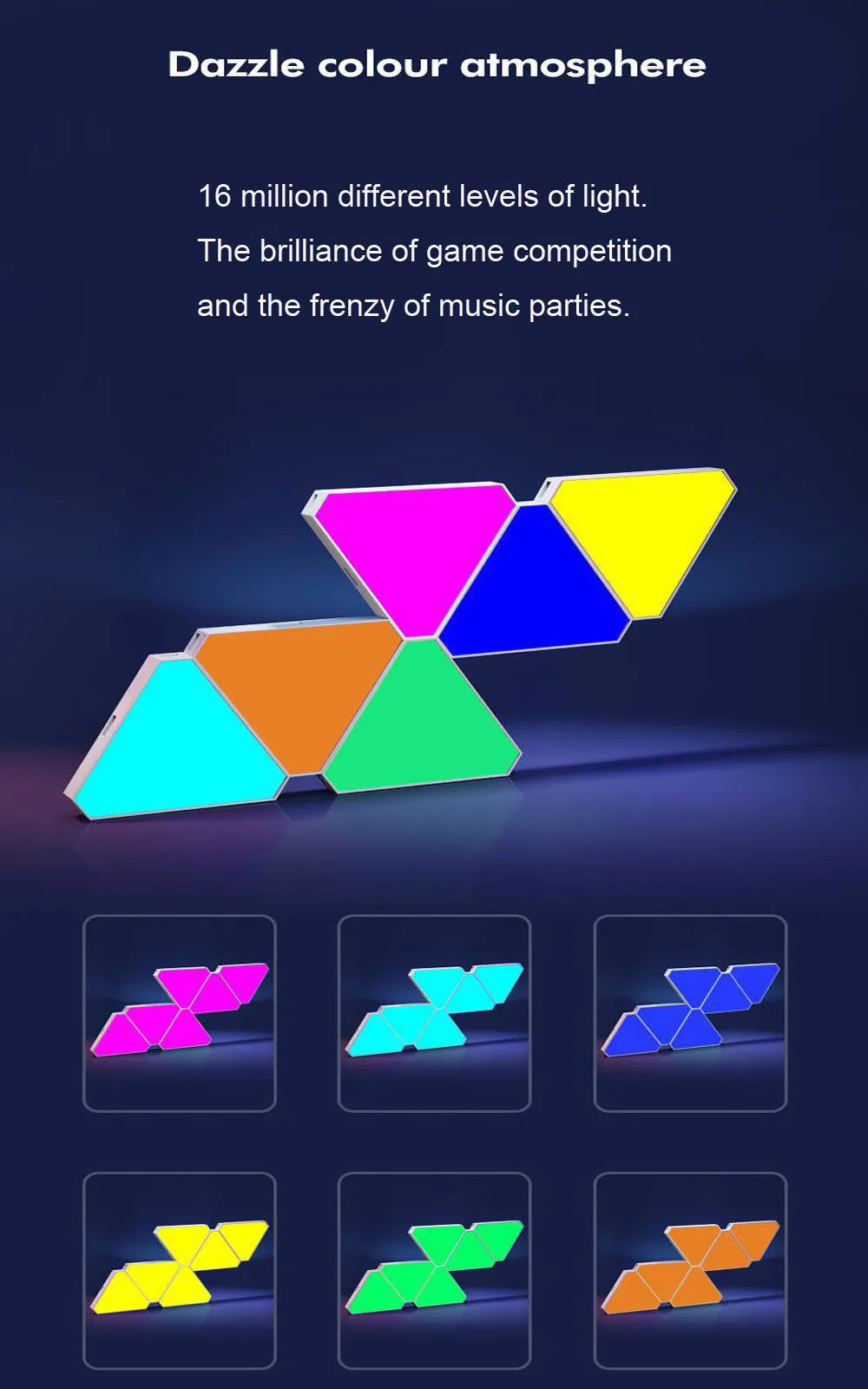 WIFI Bluetooth 5V USB Triangle Lamps Quantum LED Night Light