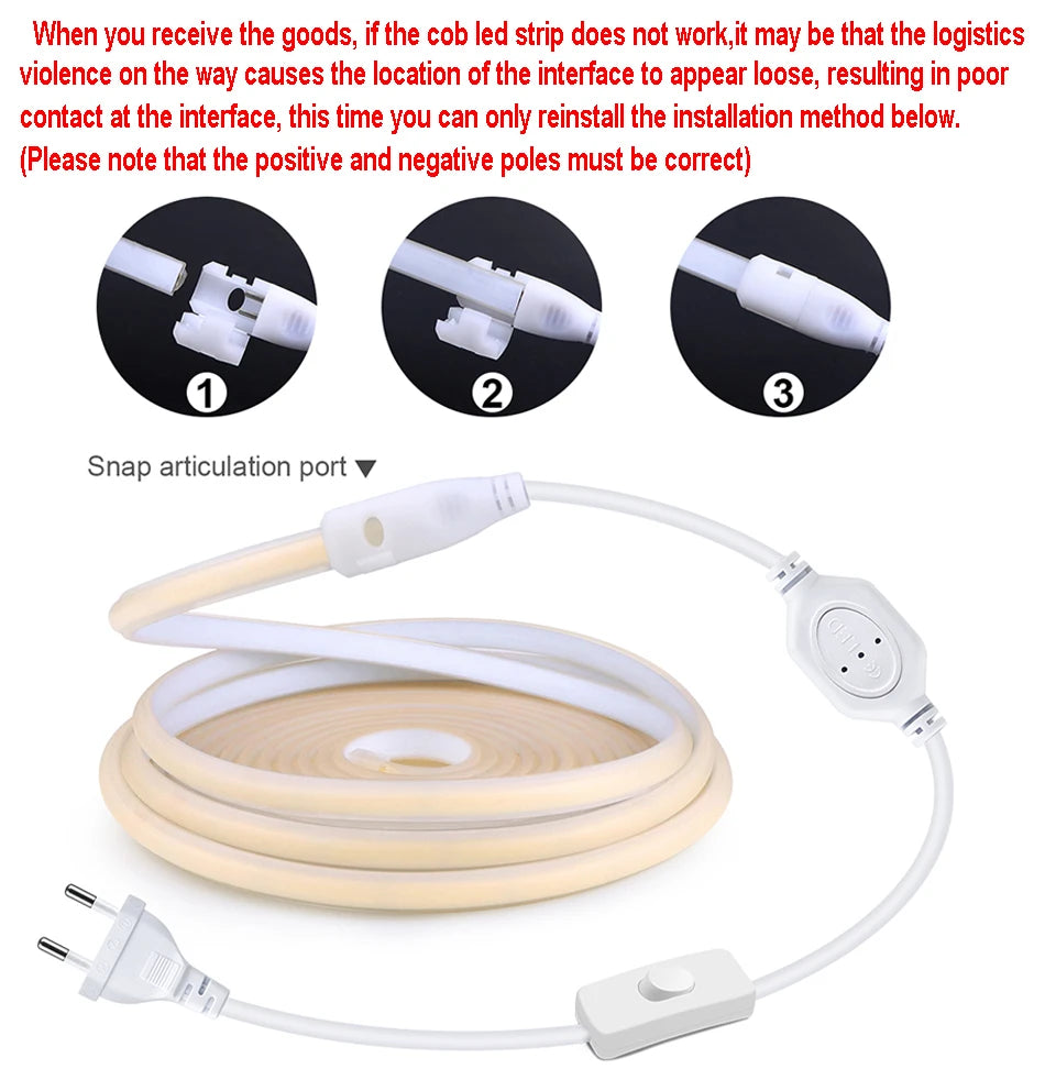 110V 220V Cob LED Strip Light Super Bright waterproof