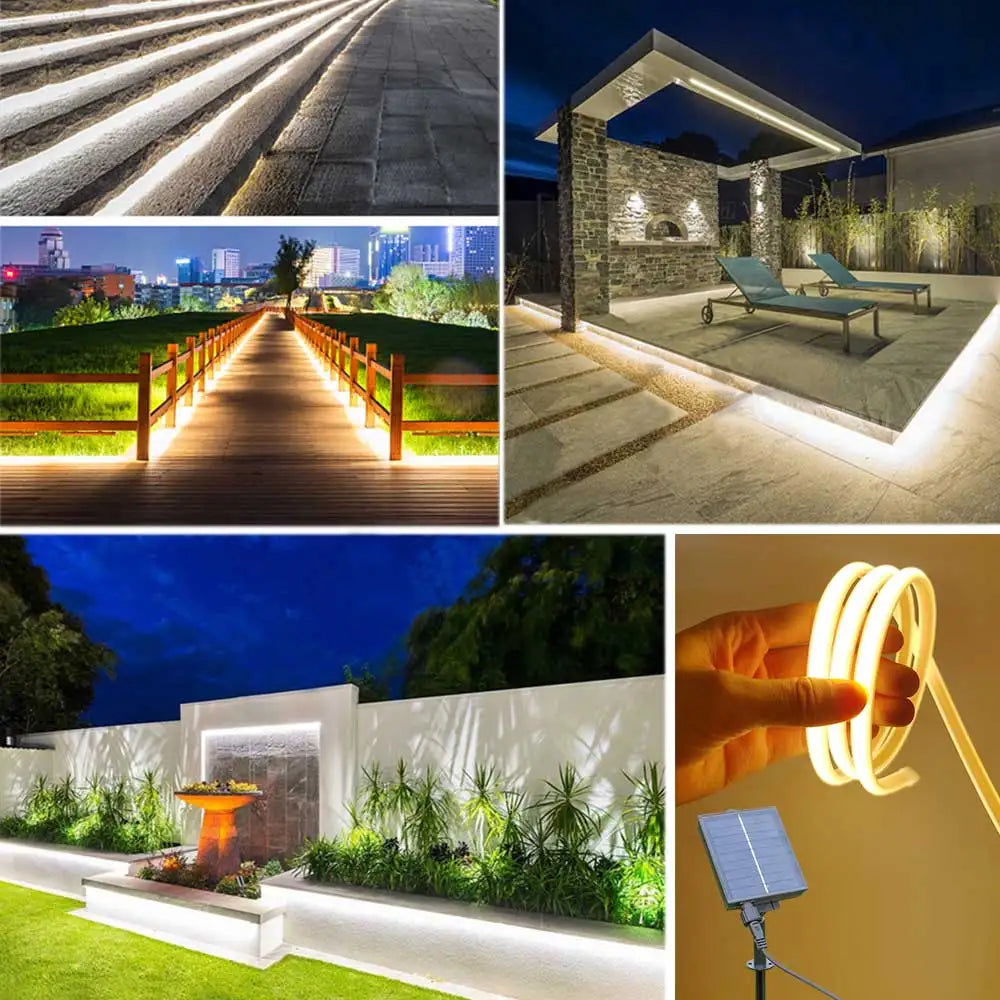 DC 24V COB Solar Neon Light Strips Flexible Lights Waterproof IP67