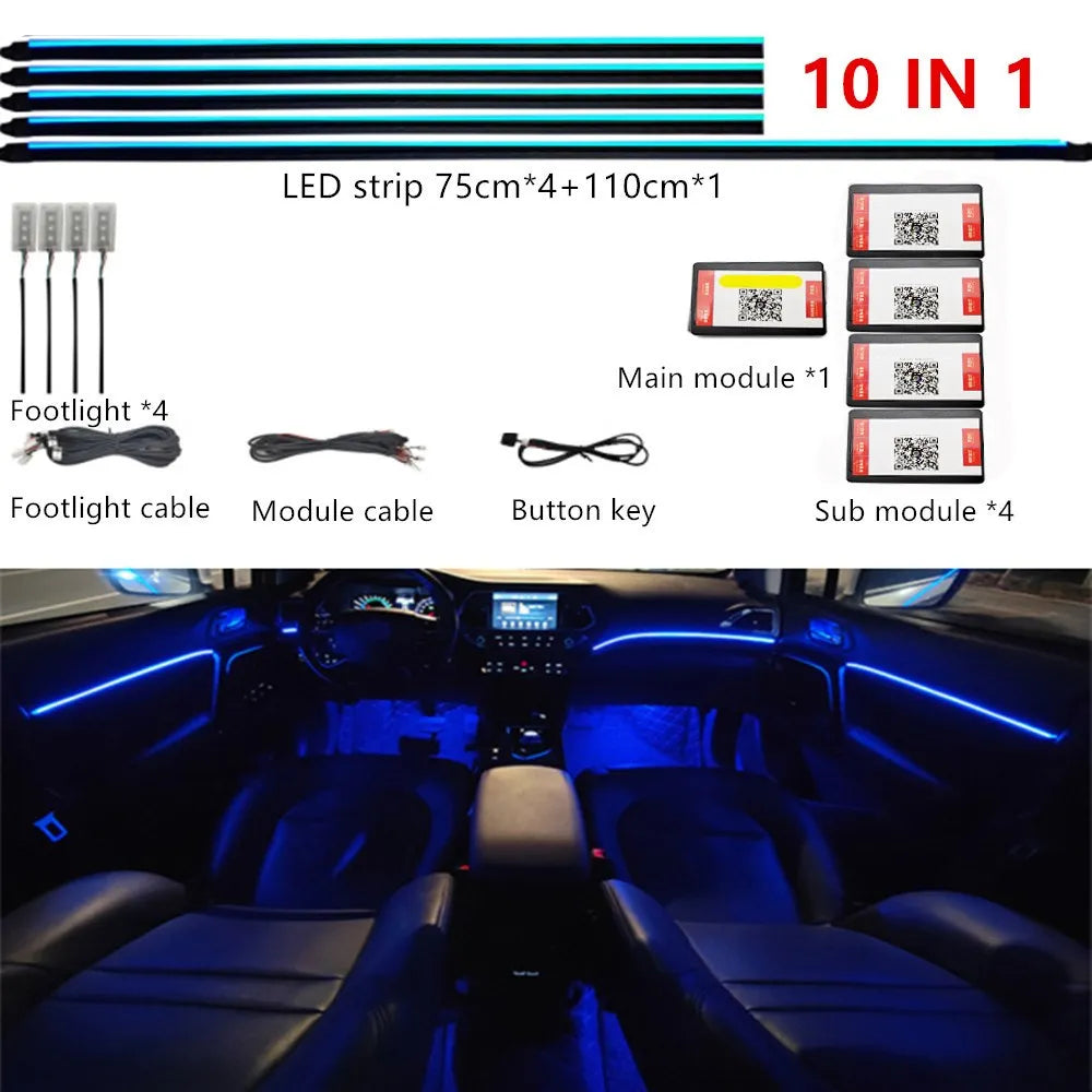 Universal Symphony Car LED Ambient Light 64 RGB Color Car Interior