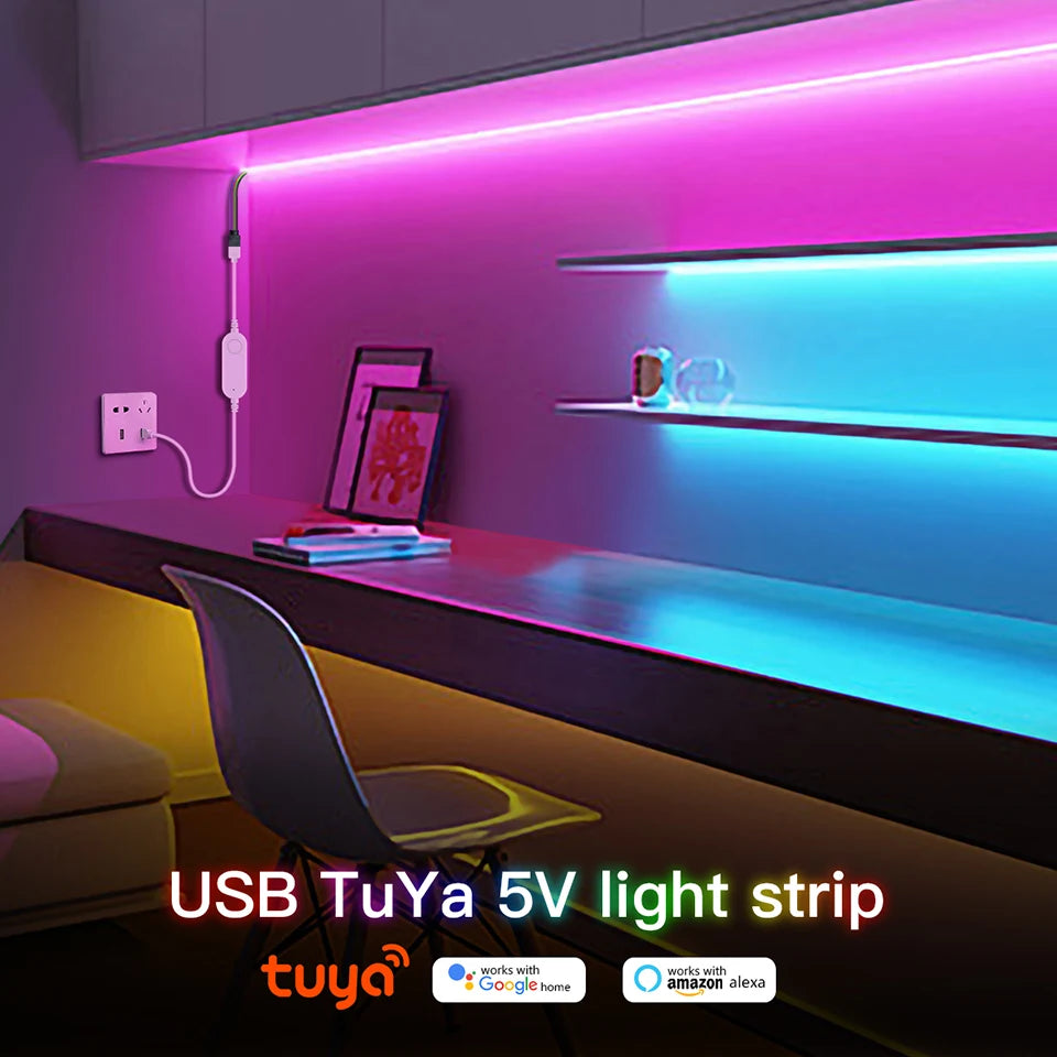 WIFI Alexa Control RGB COB LED Strip DC 5V USB Tuya APP