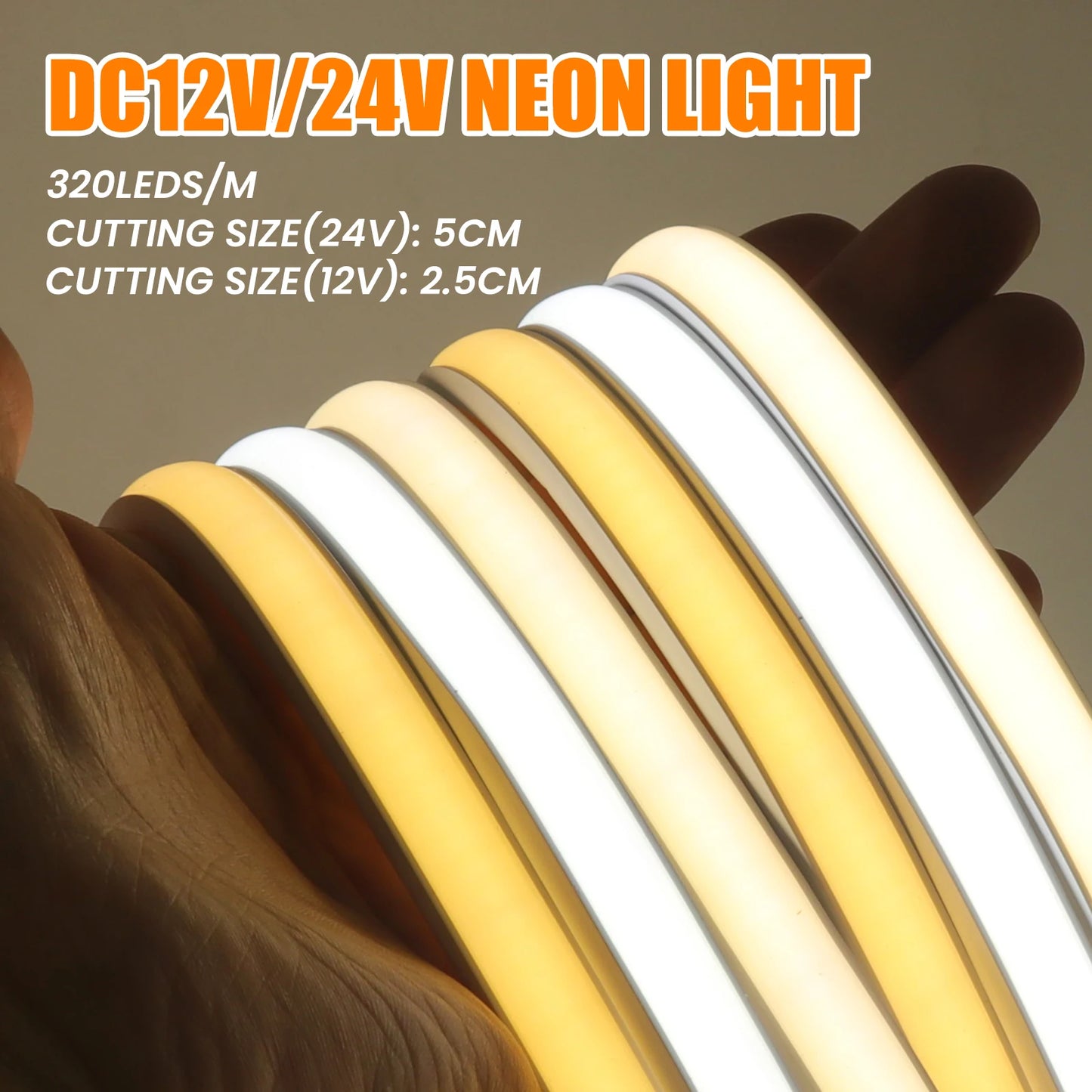Waterproof COB LED Strip Light 12V 24V Flexible LED Neon Light