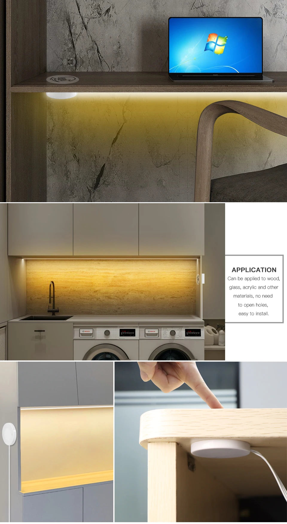 Hand Scan Sensor and Touch Dimmer Switch LED Strip Neon Lamp