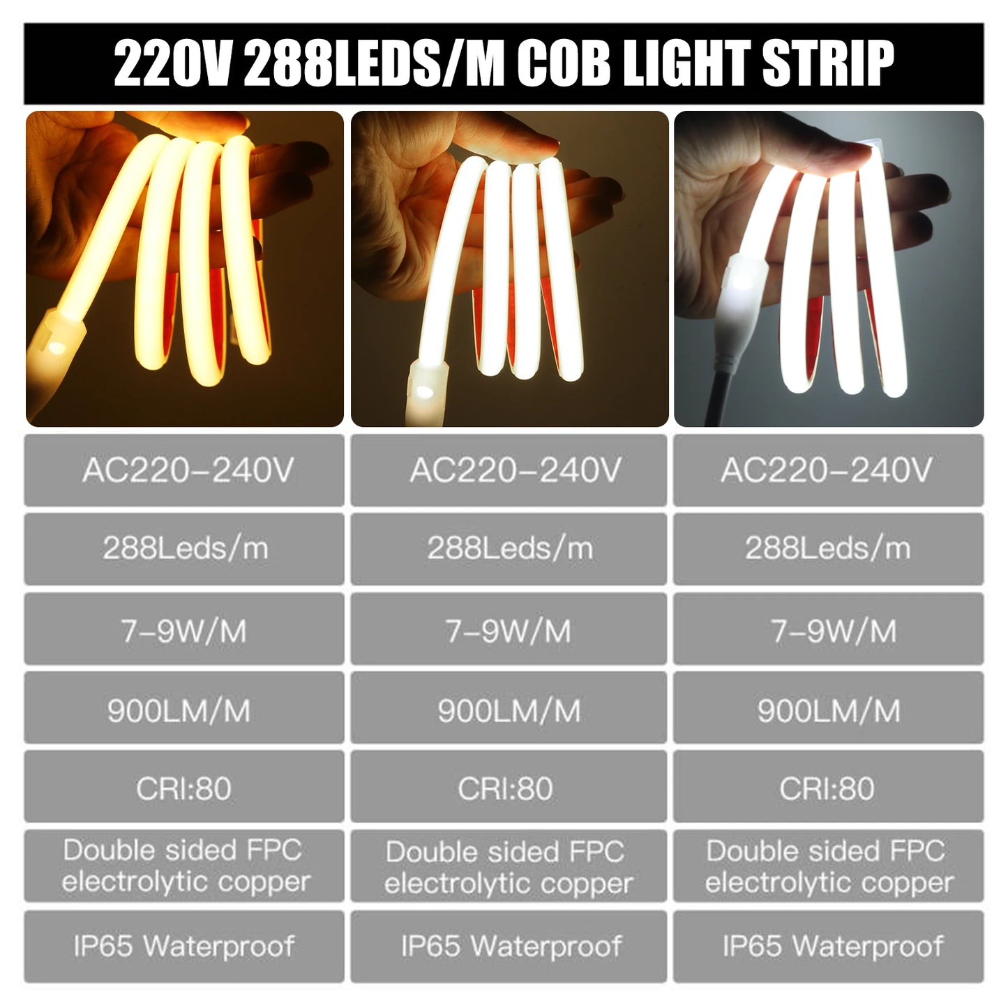 220V Dimmable Flexible Adhesive Tape for Home Garden Lighting