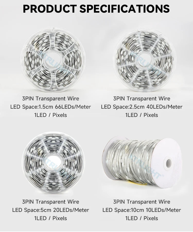 Transparent Wire 5V 3PIN WS2811 LED String Lights