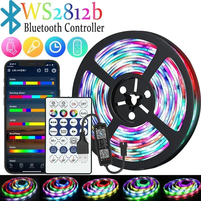 LED Strip RGB WS2812b Bluetooth App Remote Control Chasing