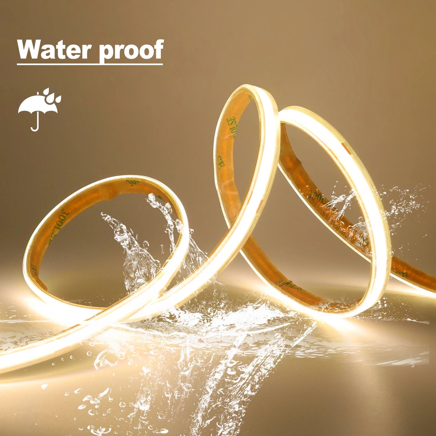 IP67 Waterproof 12/24V COB LED Strip Light 480LED/m Dimmable