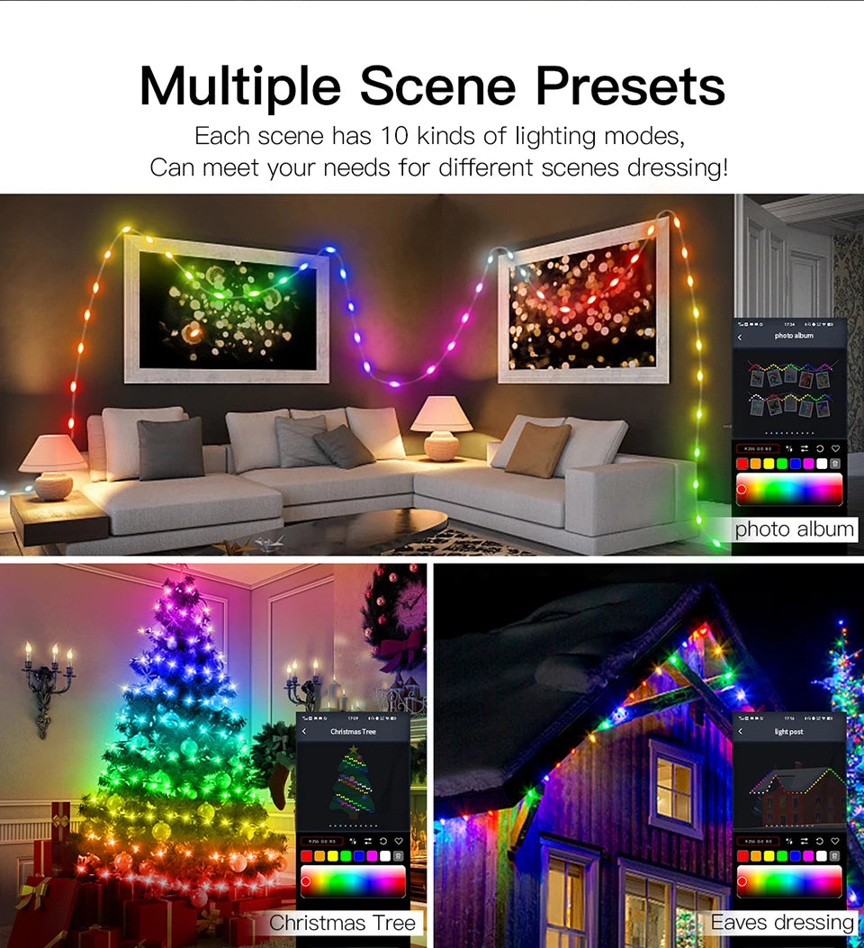 40M Led String RGB Light Smart Outdoor Festoon Party Leather Line