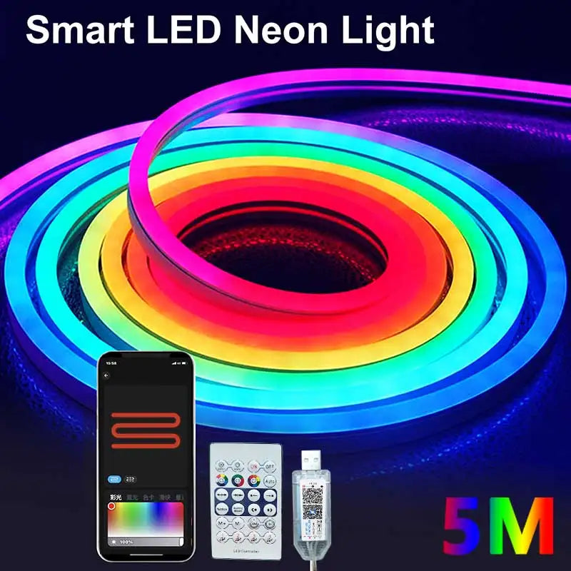 RGBIC Bluetooth Neon Led Strip Lights 5V Neon Strip Light