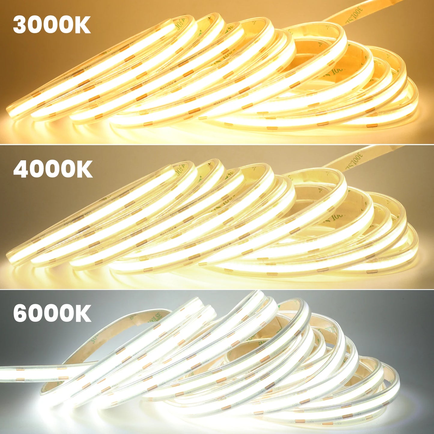 IP67 Waterproof 12/24V COB LED Strip Light 480LED/m Dimmable