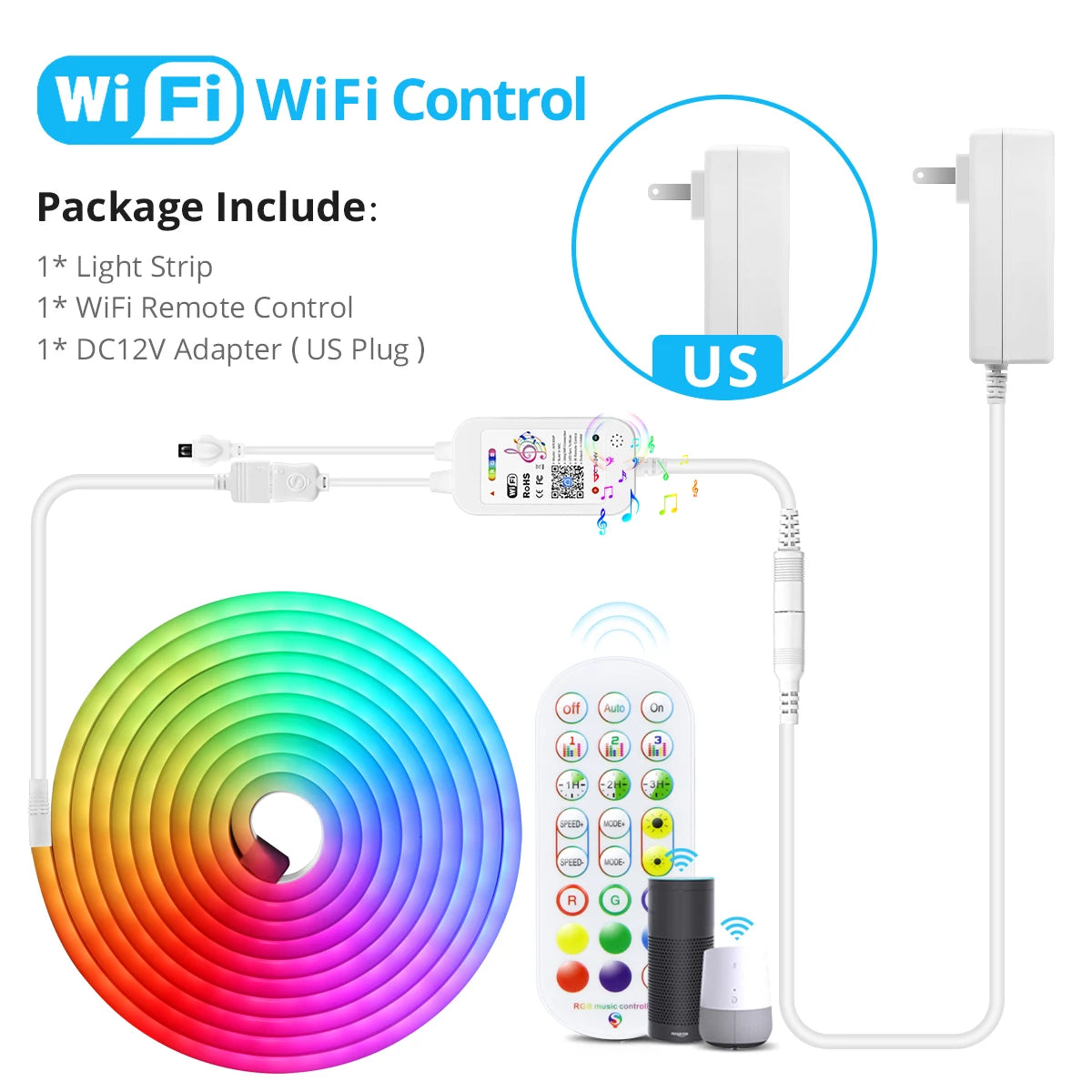 Tuya Smart Life 12V RGB Neon Light LED Strip Voice Control