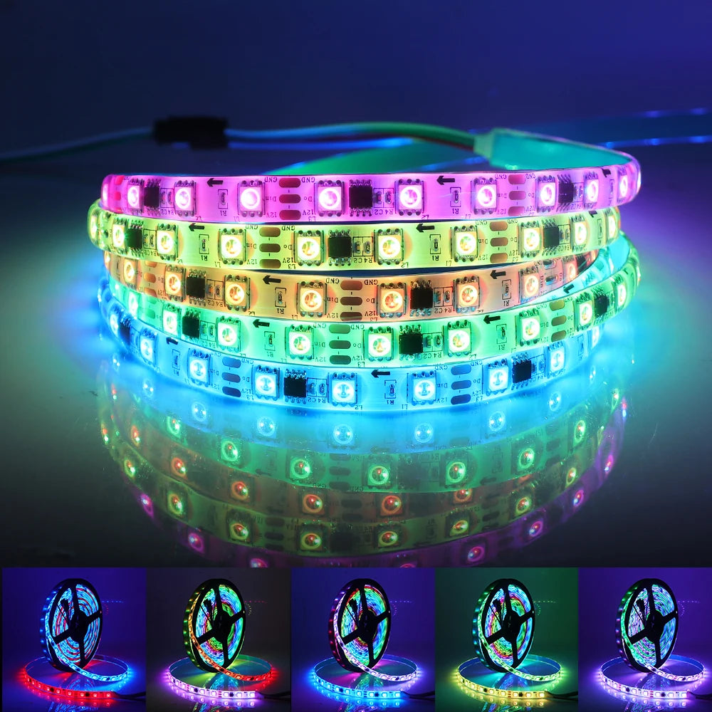 WS2811 WS2812B 5050 RGB LED Strip Light 30/60LEDs/m Smart