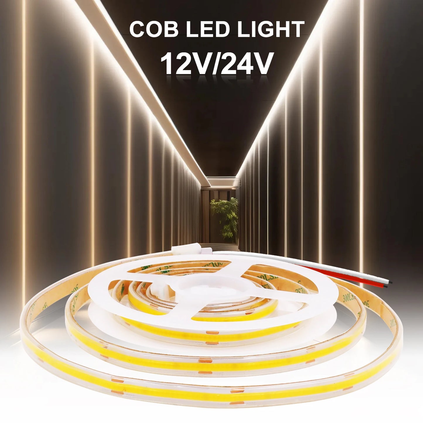 IP67 Waterproof 12/24V COB LED Strip Light 480LED/m Dimmable