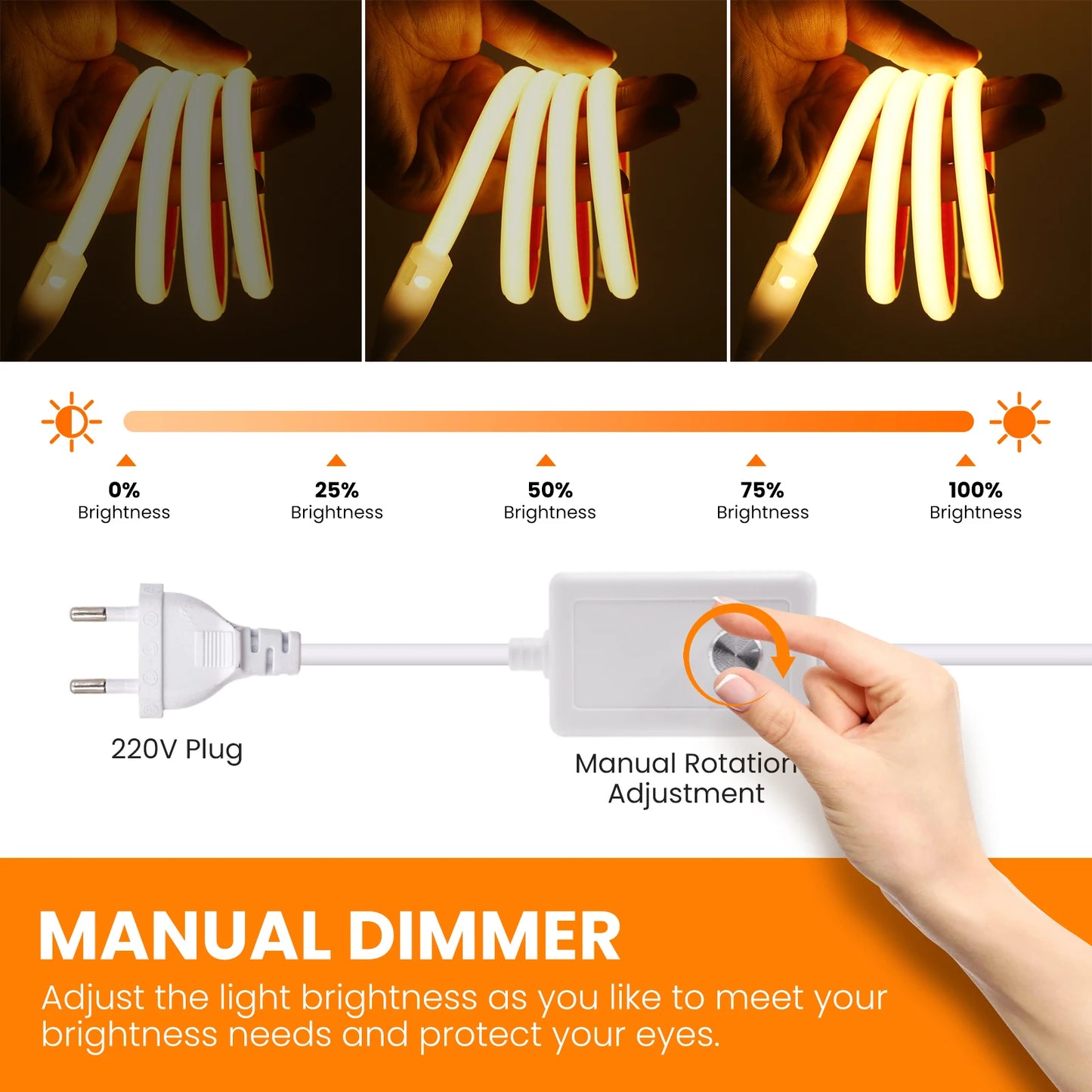 220V Dimmable Flexible Adhesive Tape for Home Garden Lighting