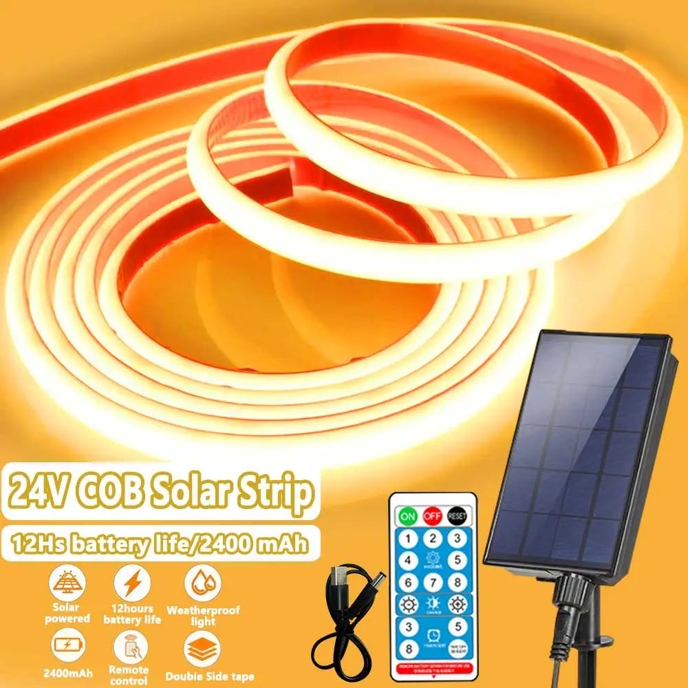 24V COB Solar Neon Light Strips Solar Flexible Lights