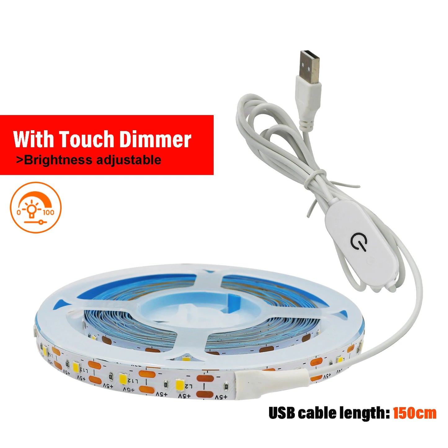 USB LED Strip Light DC5V 2835 With Dimmer/ON OFF Switch