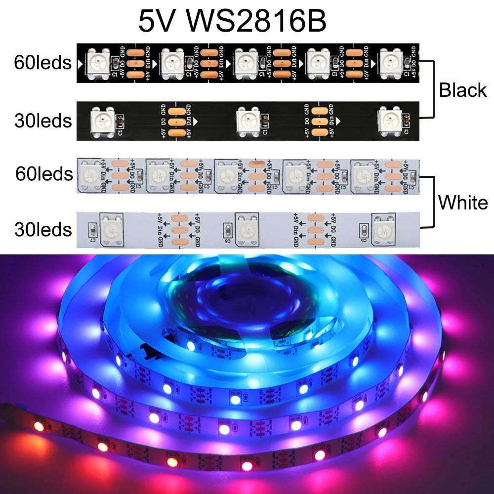 WS2811 WS2812B 5050 RGB LED Strip Light 30/60LEDs/m Smart