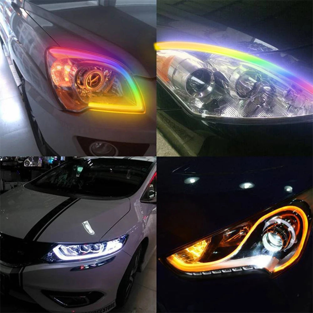 Dynamic Drl RGB Universal LED Headlights Strip Sequential Tun Signal Strip