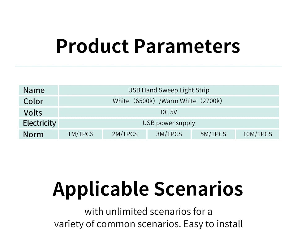 USB LED Light Strip Hand Sweep Waving ON OFF Sensor