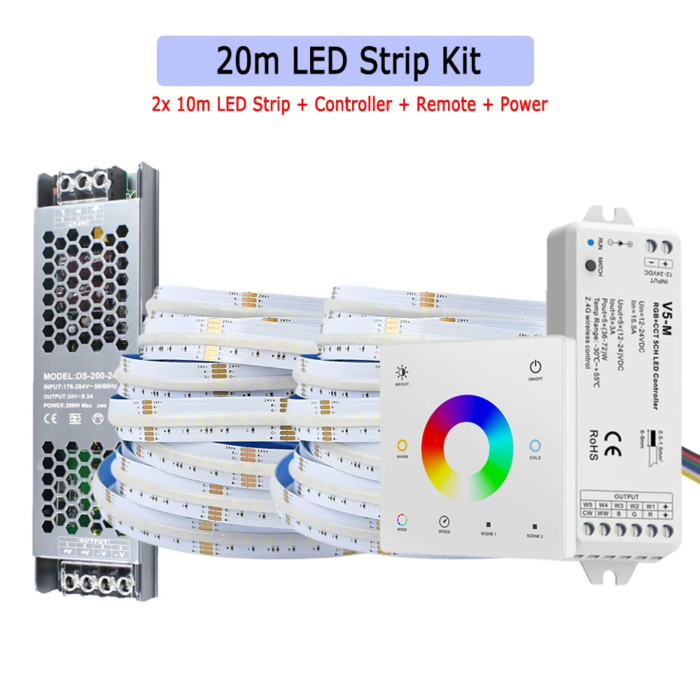 COB RGB+CCT LED Strip Flexible Dimmable Room Liner Light
