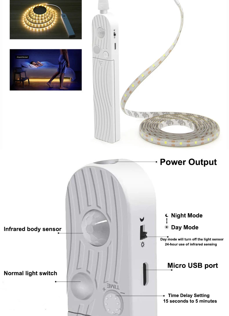 1M-5M LED Light Strip Motion Sensor LED Night Light