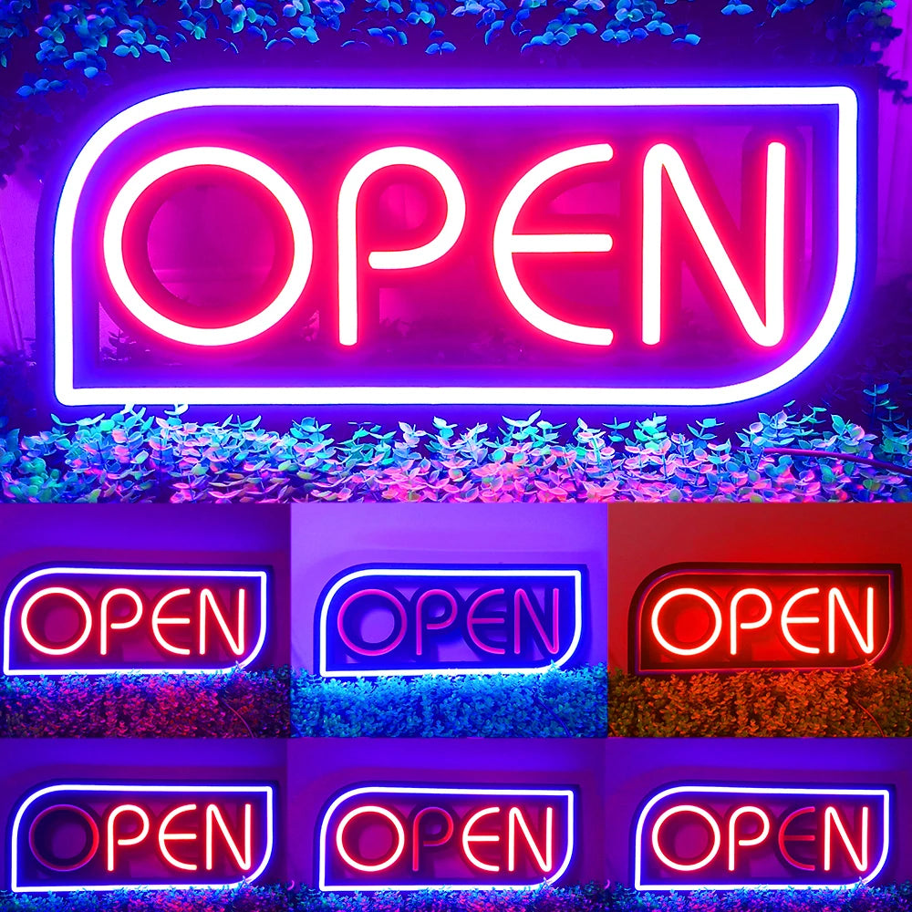 OPEN Neon Sign 20x9 Inches Ultra Bright Multiple Light AD Sign