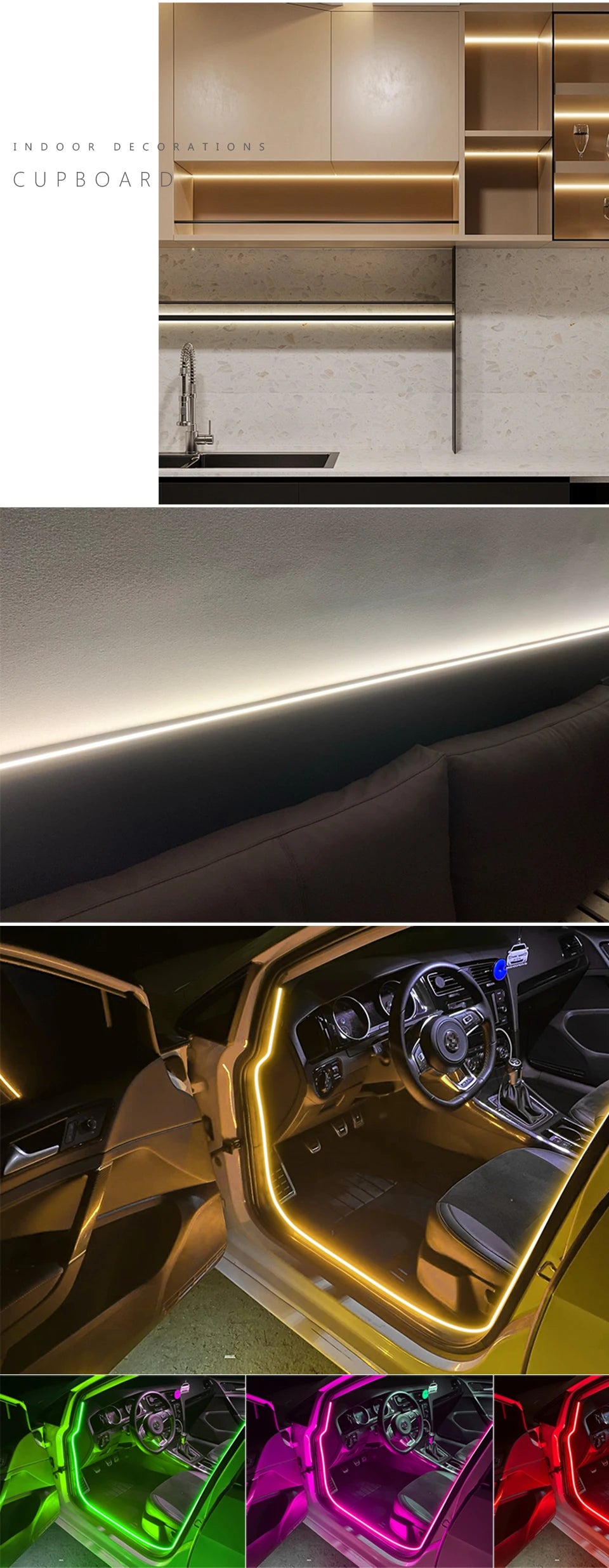 Ultra Bright FCOB COB LED Strip Lights 12V Flexible 5MM PCB