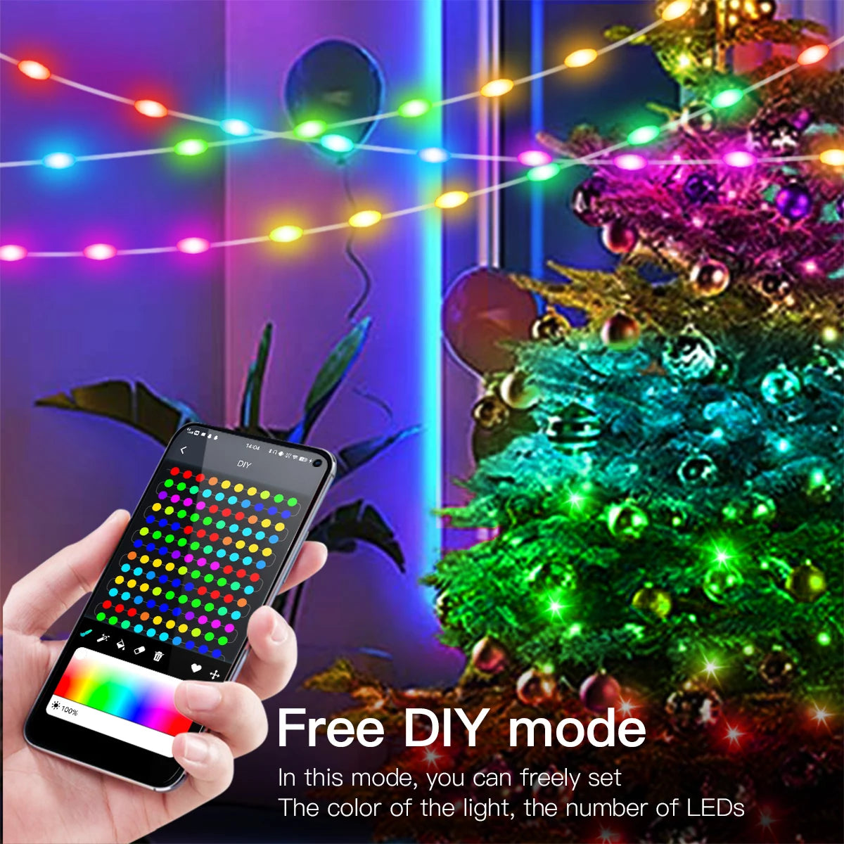 40M RGBIC LED String WS2812B Bluetooth USB Music Dream Color Light