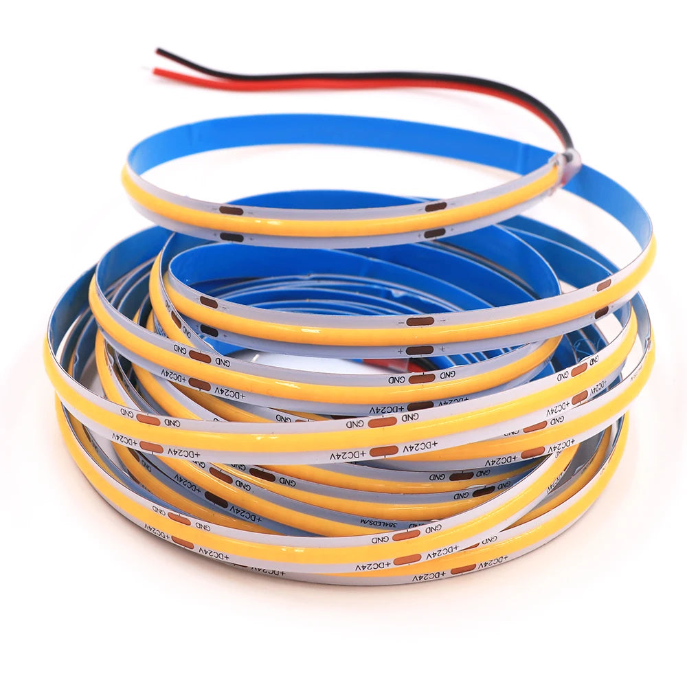 DC 5V 12V 24V COB LED Strip 320 384 480 528LEDs/m High Density