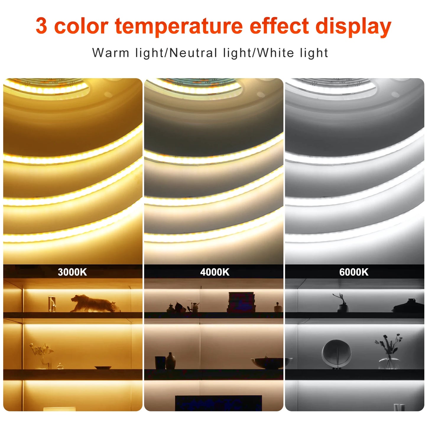 5V COB LED Strip High Density 320LEDs/m USB LED Light