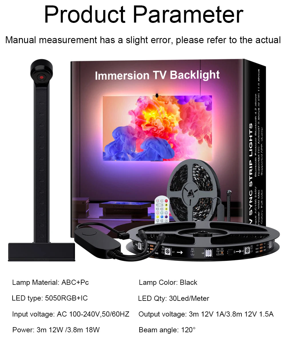 Immersion TV Backlights with Camera, Smart Ambient TV Strip Light