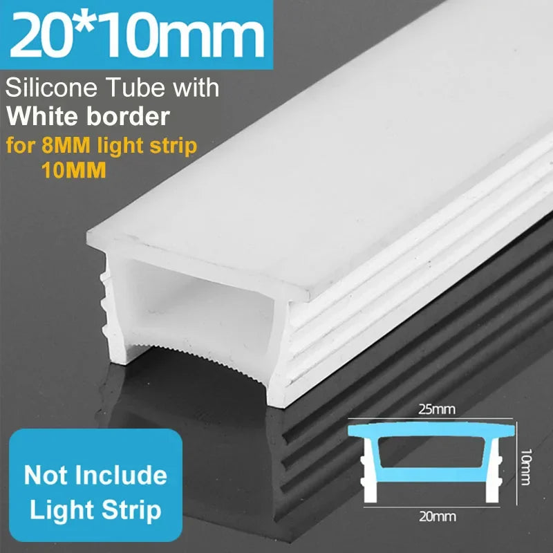 1M-10M Embedded LED Neon Rope Tube Black White Soft Strip Light