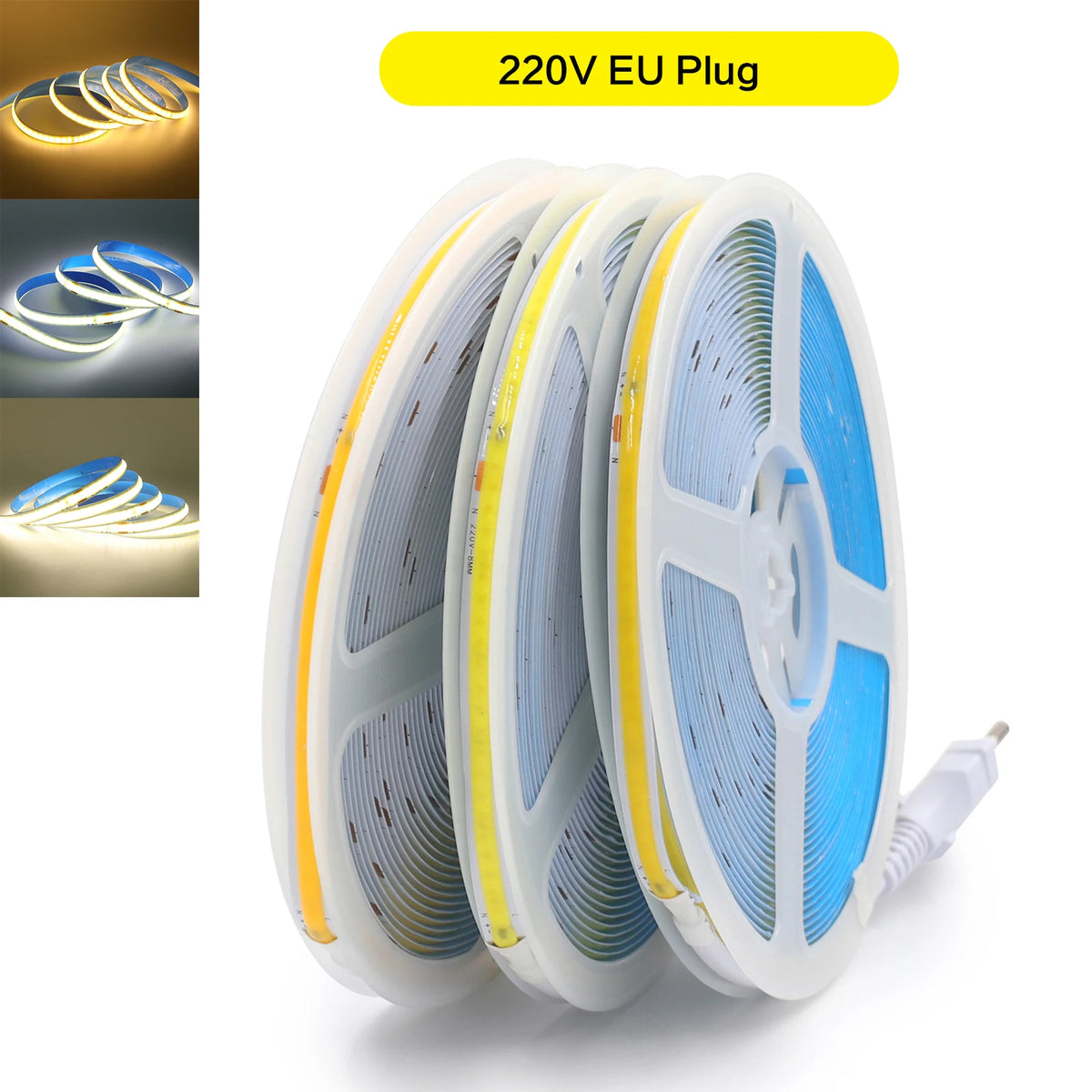 20m 15m 10m COB LED Strip Light 110V 220V 240LEDs/m CRI90 High Density Flexible