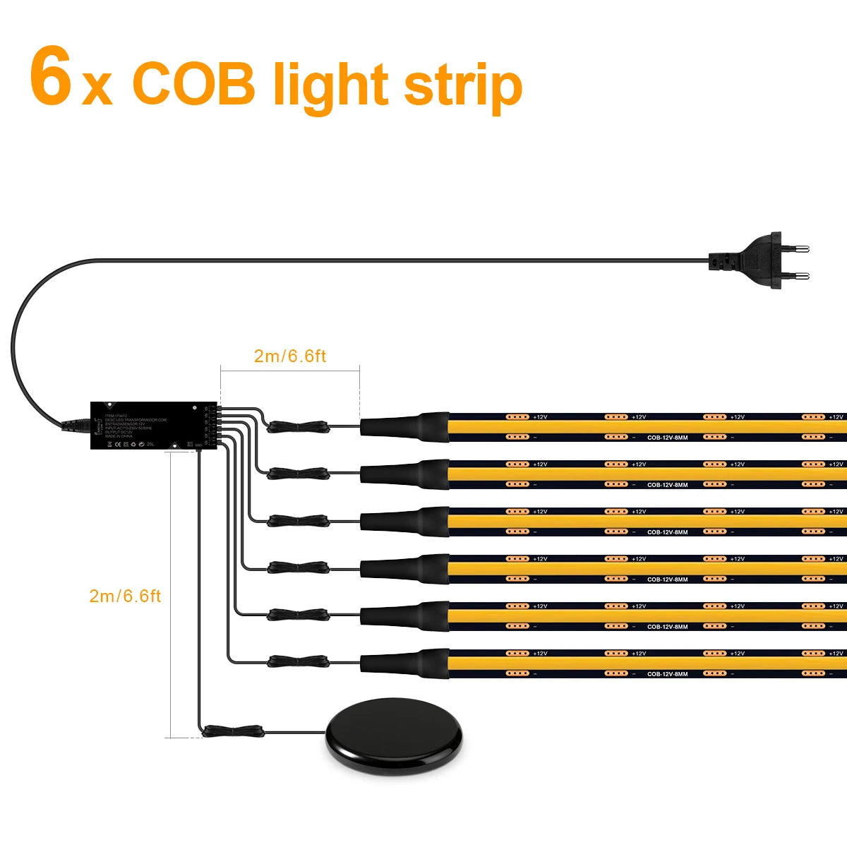 Touch Dimmable Black PCB LED Strip Light COB Tape