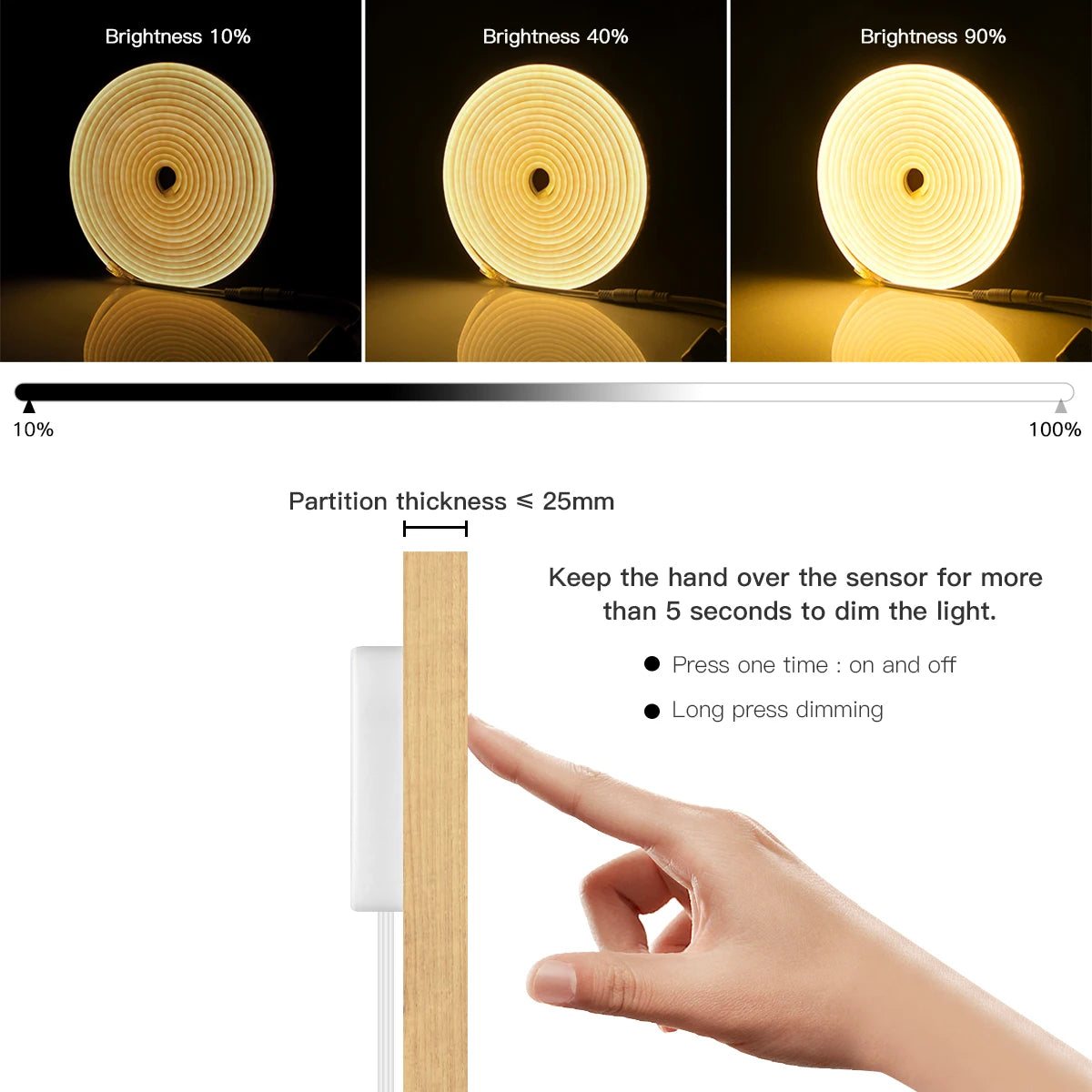 Hand Scan Sensor and Touch Dimmer Switch LED Strip Neon Lamp